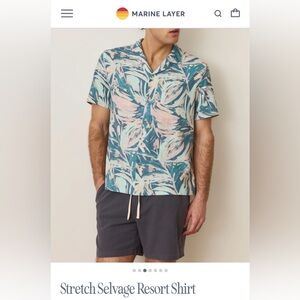 Marine Layer Leaf Print Resort Shirt